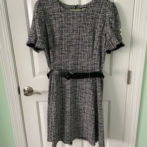Elegant Black and White Tweed Dress
